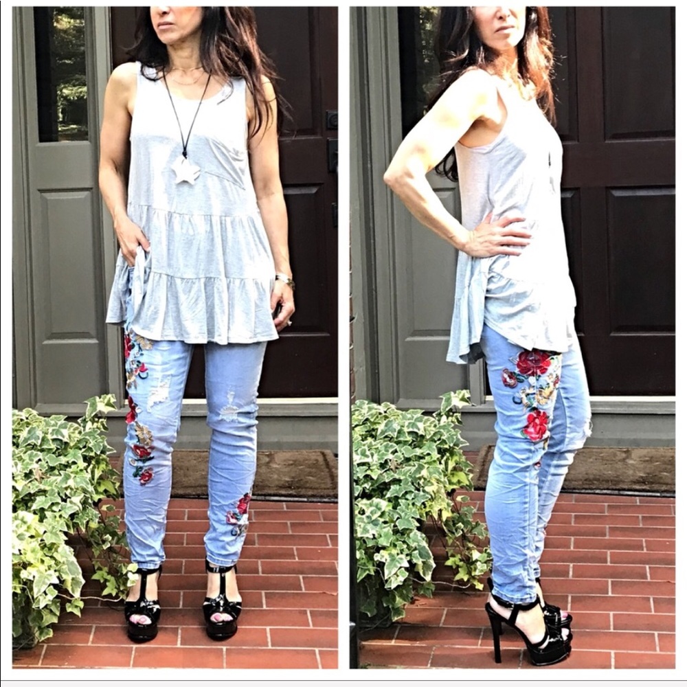Heather grey sleeveless swing baby doll top - Picture 2 of 6